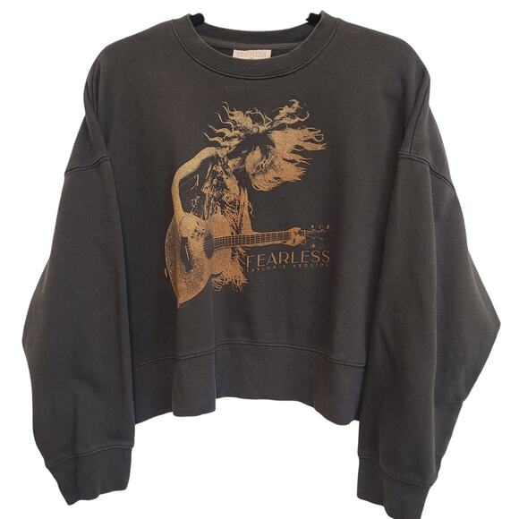 TAYLOR SWIFT Sweatshirt S Fearless TV With You I'd Dance Cropped Crewneck Gray - Picture 1 of 8